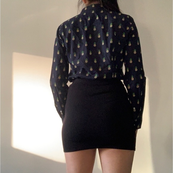 J.Crew Button-Up Dress Blouse - Blue with  Pineapples, Size Small - Picture 2 of 8